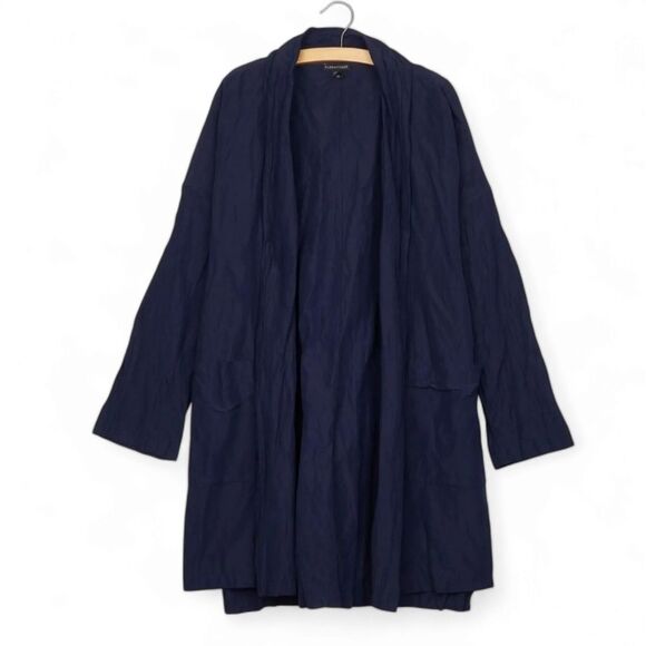 Eileen Fisher rumpled organic cotton open front kimono top oversize S - Picture 1 of 8